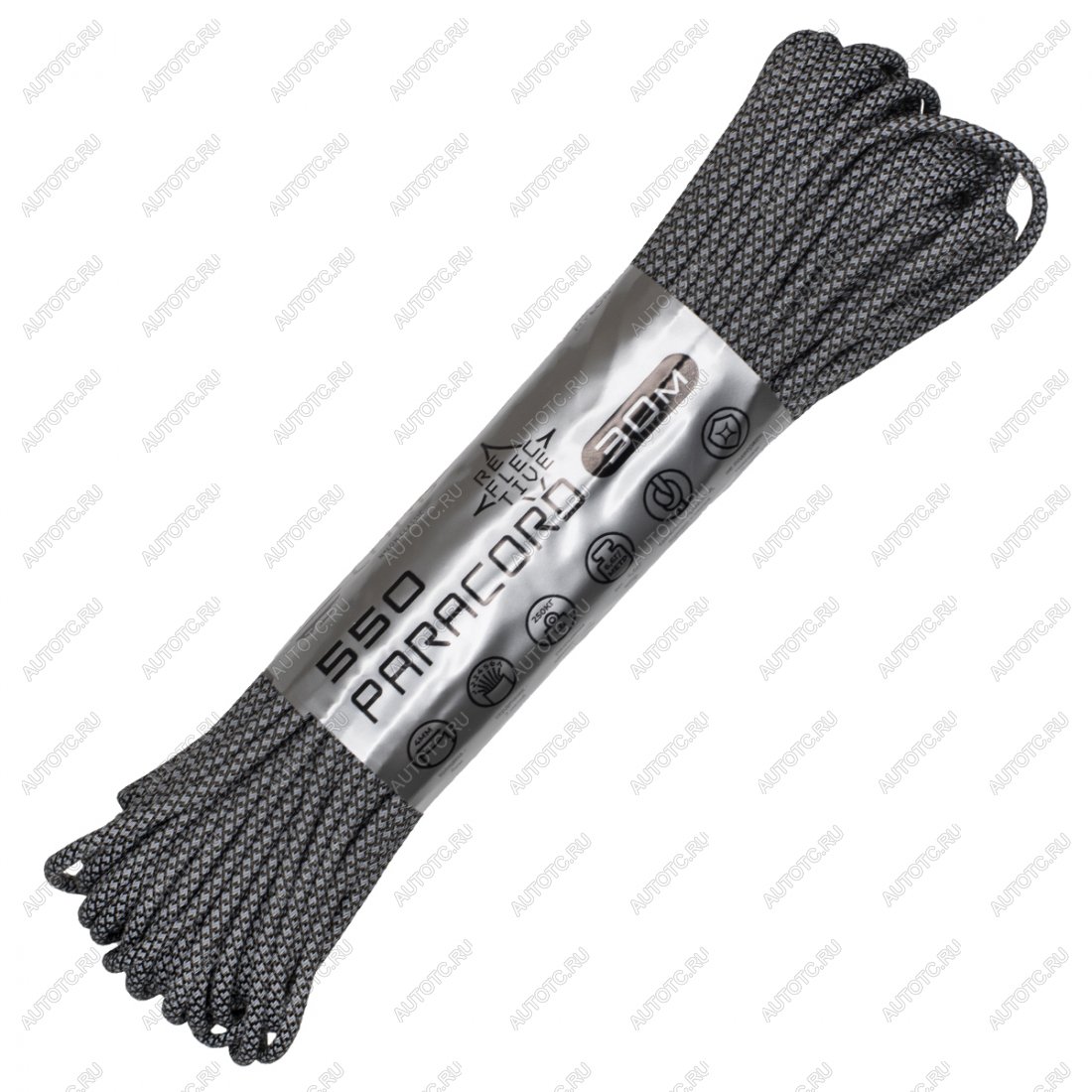 1 219 р. Паракорд 550 CORD nylon 30м SuperReflective (black snake) CORD 550.n30.lm.b.snk  с доставкой в г. Пермь