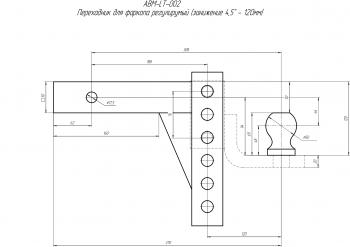 6 679 р. Переходник для фаркопа регулируемый (занижение 4,567,59" - 120157195232 мм) Longteng abm-lt-002  с доставкой в г. Пермь. Увеличить фотографию 2