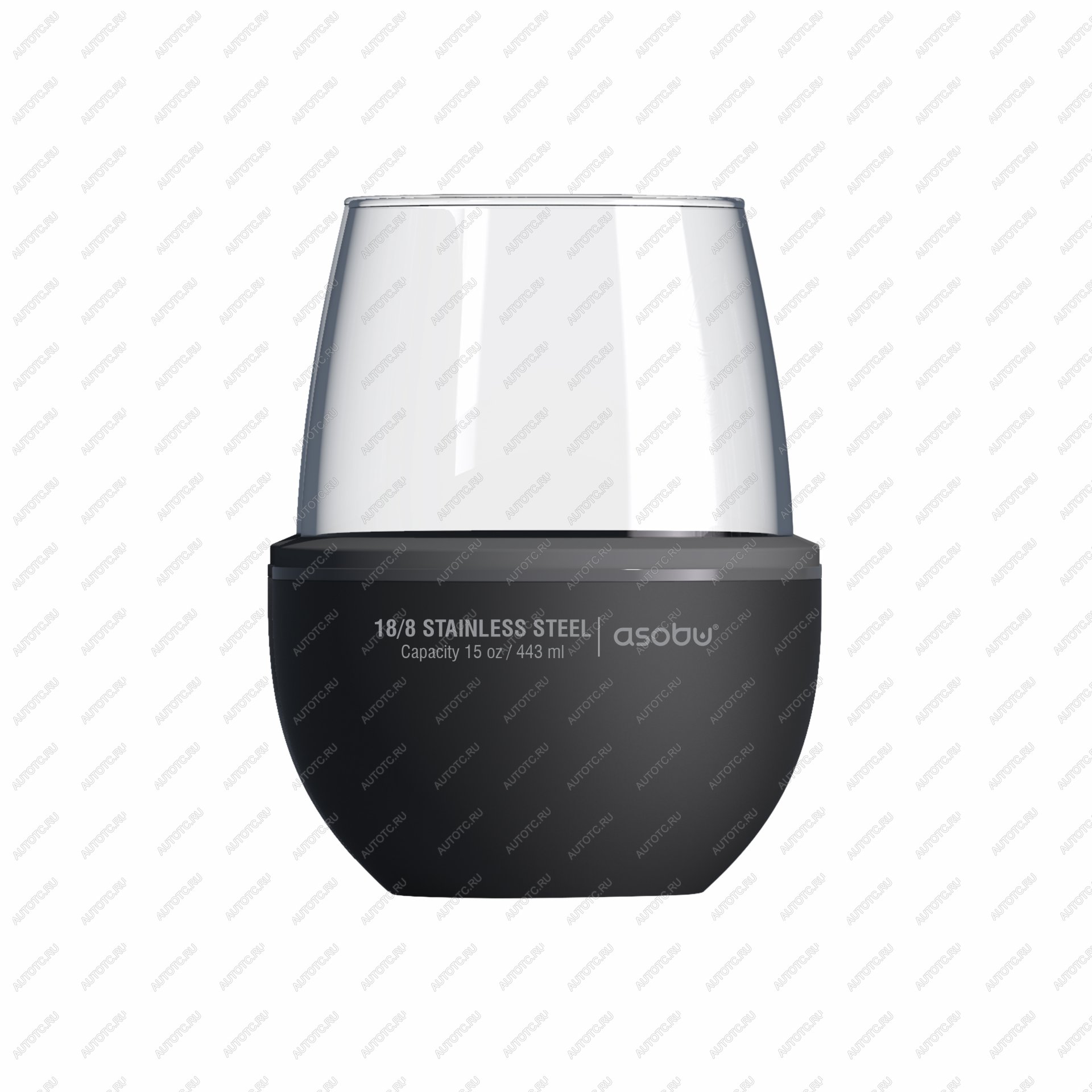 2 159 р. Термобокал для вина WINE KUZIE 440 мл, черный ASOBU stl24.06-black  с доставкой в г. Пермь