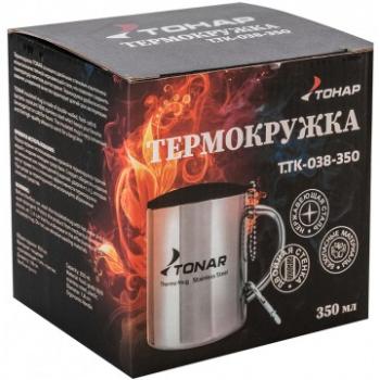 779 р. Термокружка ТОНАР 350ML металлическая, с пластиковой крышкой+карабин ТОНАР t.tk-038-350  с доставкой в г. Пермь. Увеличить фотографию 2