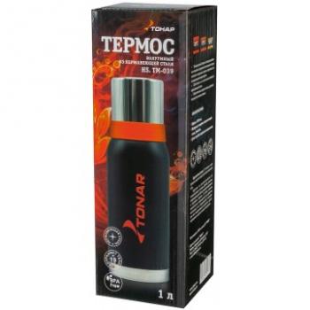 2 309 р. Термос ТОНАР 1000 мл. Черный (2 крышки-кружки) ТОНАР hs.tm-039  с доставкой в г. Пермь. Увеличить фотографию 3