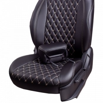 10 299 р.  Комплект чехлов для сидений (РЗС и С 40/60, 2П Орегон) БАЙРОН Lord Autofashion Chery Amulet (Corda) A15 лифтбэк (2003-2010) (черный, вставка черная, строчка бежевая)  с доставкой в г. Пермь. Увеличить фотографию 3