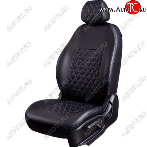 7 199 р. Комплект чехлов сидений (РЗС 60/40 3Г Илана+Орегон) Турин Ромб Lord Autofashion  Chery Tiggo 4 (2017-2020) дорестайлинг (черный, вставка серая, строчка синяя)  с доставкой в г. Пермь