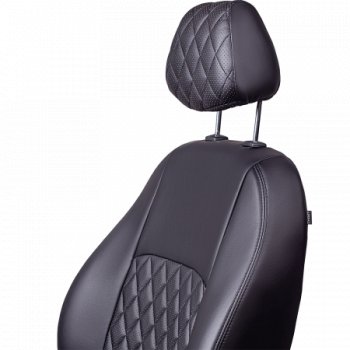 7 199 р. Комплект чехлов сидений (РЗС 60/40 3Г Илана+Орегон) Турин РОМБ Lord Autofashion  Chery Tiggo 4 (2017-2020) дорестайлинг (черный, вставка черная, строчка черная)  с доставкой в г. Пермь. Увеличить фотографию 2