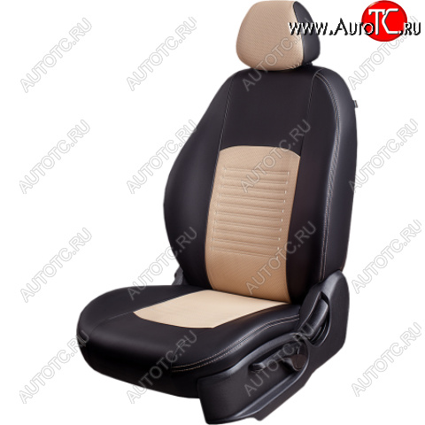 8 549 р. Комплект чехлов для сидений (РЗС 60/40, 3Г Илана+Орегон) ТУРИН Lord Autofashion  Chery Tiggo 5  (T21) (2017-2020) рестайлинг (черный, вставка бежевая, строчка бежевая)  с доставкой в г. Пермь