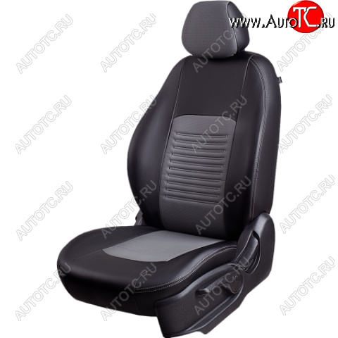 9 449 р. Комплект чехлов для сидений (РЗС 60/40, 3Г Илана+Орегон) ТУРИН Lord Autofashion Chery Tiggo 4 дорестайлинг (2017-2020) (черный, вставка серая, строчка серая)  с доставкой в г. Пермь