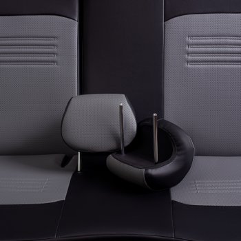 9 449 р. Комплект чехлов для сидений (РЗС 60/40, 3Г Илана+Орегон) ТУРИН Lord Autofashion Chery Tiggo 4 дорестайлинг (2017-2020) (черный, вставка серая, строчка серая)  с доставкой в г. Пермь. Увеличить фотографию 3