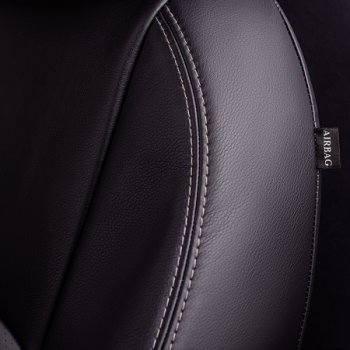 9 449 р. Комплект чехлов для сидений (РЗС 60/40, 3Г Илана+Орегон) ТУРИН Lord Autofashion Chery Tiggo 4 дорестайлинг (2017-2020) (черный, вставка серая, строчка серая)  с доставкой в г. Пермь. Увеличить фотографию 4