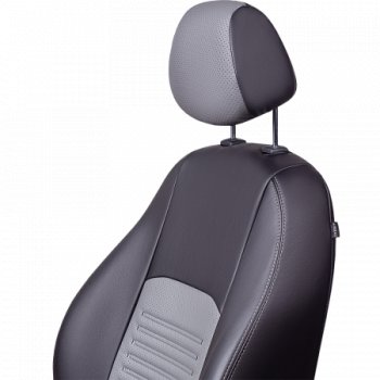 9 449 р. Комплект чехлов для сидений (РЗС 60/40, 3Г Илана+Орегон) ТУРИН Lord Autofashion Chery Tiggo 4 дорестайлинг (2017-2020) (черный, вставка серая, строчка серая)  с доставкой в г. Пермь. Увеличить фотографию 7
