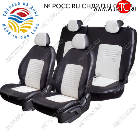 9 449 р. Чехлы сидений (Экокожа ИЛАНА+ОРЕГОН) LordAuto   Chery Tiggo T11 (2013-2016), Vortex Tingo (2010-2014) (Черный+белый)  с доставкой в г. Пермь