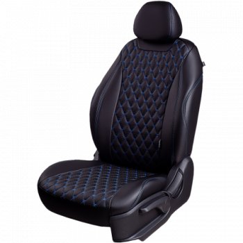 14 999 р. Комплект чехлов сидений Lord Auto(Экокожа Ромб)  Chevrolet Aveo ( T200,  T250) (2002-2011) хэтчбек 5 дв, седан, седан рестайлинг, хэтчбек 5 дв рестайлинг (Черный+синий)  с доставкой в г. Пермь. Увеличить фотографию 2