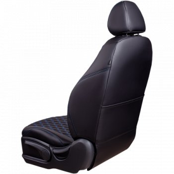 14 999 р. Комплект чехлов сидений Lord Auto(Экокожа Ромб)  Chevrolet Aveo ( T200,  T250) (2002-2011) хэтчбек 5 дв, седан, седан рестайлинг, хэтчбек 5 дв рестайлинг (Черный+синий)  с доставкой в г. Пермь. Увеличить фотографию 5