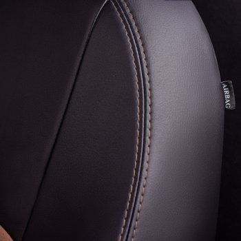 4 999 р.  Комплект чехлов сидений Lord Auto(Экокожа) Chevrolet Aveo T250 хэтчбек 5 дв рестайлинг (2006-2011) (Черный+темно-коричневый)  с доставкой в г. Пермь. Увеличить фотографию 3
