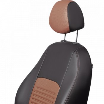 4 999 р.  Комплект чехлов сидений Lord Auto(Экокожа) Chevrolet Aveo T250 хэтчбек 5 дв рестайлинг (2006-2011) (Черный+темно-коричневый)  с доставкой в г. Пермь. Увеличить фотографию 4