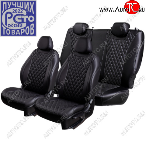 13 399 р. Комплект чехлов сидений Lord Auto(Экокожа Ромб) Chevrolet Aveo T200 хэтчбек 5 дв (2002-2008) (Черный)  с доставкой в г. Пермь