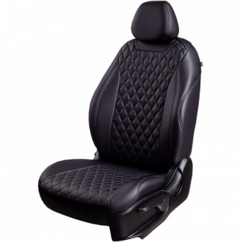 13 399 р. Комплект чехлов сидений Lord Auto(Экокожа Ромб) Chevrolet Aveo T200 хэтчбек 5 дв (2002-2008) (Черный)  с доставкой в г. Пермь. Увеличить фотографию 2