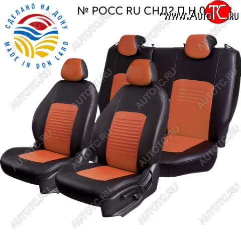 5 999 р. Комплект чехлов сидений (Экокожа ИЛАНА+ОРЕГОН) Chevrolet Aveo T250 хэтчбек 5 дв рестайлинг (2006-2011) (Черный+коричневый)  с доставкой в г. Пермь