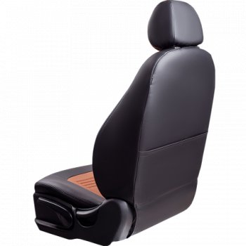 5 999 р. Комплект чехлов сидений (Экокожа ИЛАНА+ОРЕГОН) Chevrolet Aveo T250 хэтчбек 5 дв рестайлинг (2006-2011) (Черный+коричневый)  с доставкой в г. Пермь. Увеличить фотографию 5