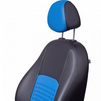 9 449 р. Комплект чехлов для сидений ( N100, ЦЗС, Экокожа Илана+Орегон), Lord Autofashion ТУРИН Daewoo Nexia дорестайлинг (1995-2008) (Черный, вставка синяя, строчка синяя)  с доставкой в г. Пермь. Увеличить фотографию 4