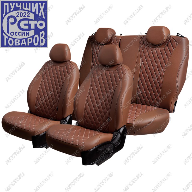 13 949 р. Чехлы для сидений (РЗС60/40, Экокожа Орегон) БАЙРОН Lord Auto  Ford Focus  3 (2010-2019) универсал дорестайлинг, хэтчбэк дорестайлинг, седан дорестайлинг, седан рестайлинг, универсал рестайлинг, хэтчбэк рестайлинг (темно-коричневый/бежевый)  с доставкой в г. Пермь