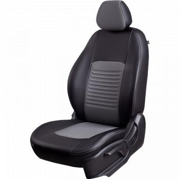 9 899 р. Чехлы для сидений (РЗС60/4, Экокожа Илана+Орегон) ТУРИН Lord Auto  Geely Emgrand X7 (2019-2021) 2-ой рестайлинг (черный/серый)  с доставкой в г. Пермь. Увеличить фотографию 2