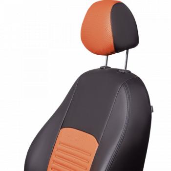 9 449 р. Комплект чехлов для сидений (РЗС 40/60 2П Илана+Орегон) ТУРИН Lord Autofashion Hyundai Accent 2 LC седан дорестайлинг (ТагАЗ) (1999-2012) (черный, вставка коричневая+бежевая, строчка черная)  с доставкой в г. Пермь. Увеличить фотографию 8