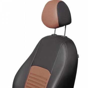9 449 р. Комплект чехлов для сидений (РЗС 60/40 2П Илана+Орегон) ТУРИН СТ Lord Autofashion Hyundai Creta GS дорестайлинг (2015-2019) (черный, вставка темно-коричневая+бежевая, строчка темно-коричневая)  с доставкой в г. Пермь. Увеличить фотографию 5