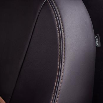 9 449 р. Комплект чехлов для сидений (РЗС 60/40 2П Илана+Орегон) ТУРИН СТ Lord Autofashion Hyundai Creta GS дорестайлинг (2015-2019) (черный, вставка темно-коричневая+бежевая, строчка темно-коричневая)  с доставкой в г. Пермь. Увеличить фотографию 6
