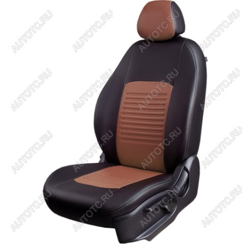 9 449 р. Комплект чехлов для сидений (РЗС 60/40 2П Илана+Орегон) ТУРИН СТ Lord Autofashion Hyundai Creta GS дорестайлинг (2015-2019) (черный, вставка темно-коричневая+бежевая, строчка темно-коричневая)  с доставкой в г. Пермь