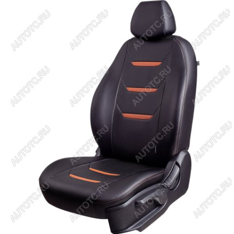 6 999 р. Комплект чехлов для сидений (РЗС 40/60 2Г Орегон) ТУРИН-2 Lord Autofashion KIA Cerato 2 TD седан (2008-2013) (черный, вставка черная/коричневая строчка коричневая)  с доставкой в г. Пермь
