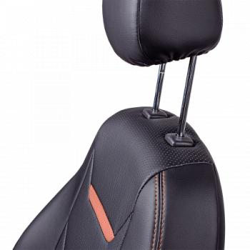 6 999 р. Комплект чехлов для сидений (РЗС 40/60 2Г Орегон) ТУРИН-2 Lord Autofashion KIA Cerato 2 TD седан (2008-2013) (черный, вставка черная/коричневая строчка коричневая)  с доставкой в г. Пермь. Увеличить фотографию 8