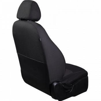 3 699 р. Комплект чехлов для сидений (РЗС 60/40 2Г жаккард) СТАНДАРТ Lord Autofashion  KIA Rio  3 QB (2011-2017) дорестайлинг седан, рестайлинг седан (черный, вставка Сеул красный, строчка черная)  с доставкой в г. Пермь. Увеличить фотографию 2