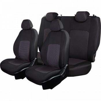 3 699 р. Комплект чехлов для сидений (РЗС 60/40 2Г жаккард) СТАНДАРТ Lord Autofashion  KIA Rio  3 QB (2011-2017) дорестайлинг седан, рестайлинг седан (черный, вставка Сеул красный, строчка черная)  с доставкой в г. Пермь. Увеличить фотографию 3