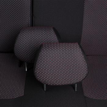 3 699 р. Комплект чехлов для сидений (РЗС 60/40 2Г жаккард) СТАНДАРТ Lord Autofashion  KIA Rio  3 QB (2011-2017) дорестайлинг седан, рестайлинг седан (черный, вставка Сеул красный, строчка черная)  с доставкой в г. Пермь. Увеличить фотографию 13