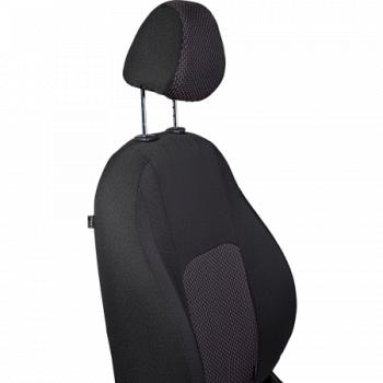 3 699 р. Комплект чехлов для сидений (РЗС 60/40 2Г жаккард) СТАНДАРТ Lord Autofashion  KIA Rio  3 QB (2011-2017) дорестайлинг седан, рестайлинг седан (черный, вставка Сеул красный, строчка черная)  с доставкой в г. Пермь. Увеличить фотографию 4