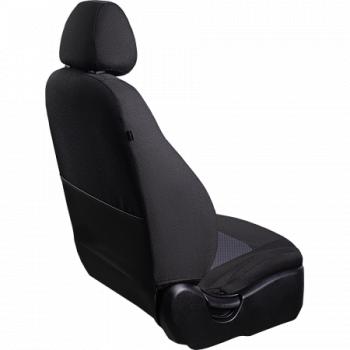 3 699 р. Комплект чехлов для сидений (РЗС 60/40 2Г жаккард) СТАНДАРТ Lord Autofashion  KIA Rio  3 QB (2011-2017) дорестайлинг седан, рестайлинг седан (черный, вставка Сеул синяя, строчка черная)  с доставкой в г. Пермь. Увеличить фотографию 3