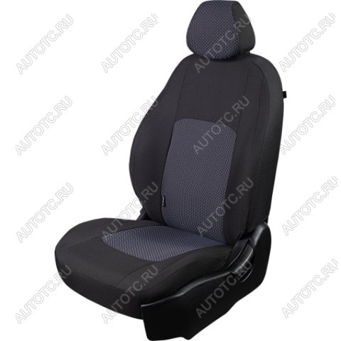 3 699 р. Комплект чехлов для сидений (РЗС 60/40 2Г жаккард) СТАНДАРТ Lord Autofashion  KIA Rio  3 QB (2011-2017) дорестайлинг седан, рестайлинг седан (черный, вставка Сеул синяя, строчка черная)  с доставкой в г. Пермь