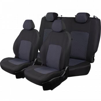 3 699 р. Комплект чехлов для сидений (РЗС 60/40 2Г жаккард) СТАНДАРТ Lord Autofashion  KIA Rio  3 QB (2011-2017) дорестайлинг седан, рестайлинг седан (черный, вставка Сеул синяя, строчка черная)  с доставкой в г. Пермь. Увеличить фотографию 5