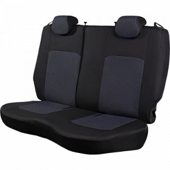 3 699 р. Комплект чехлов для сидений (РЗС 60/40 2Г жаккард) СТАНДАРТ Lord Autofashion  KIA Rio  3 QB (2011-2017) дорестайлинг седан, рестайлинг седан (черный, вставка Сеул синяя, строчка черная)  с доставкой в г. Пермь. Увеличить фотографию 6