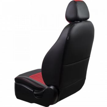 8 999 р. Комплект чехлов для сидений (РЗС 60/40 2Г Илана+Орегон) ТУРИН-3 Lord Autofashion  KIA Rio  3 QB (2011-2017) дорестайлинг седан, рестайлинг седан (черный, вставка красная/красная, строчка красная)  с доставкой в г. Пермь. Увеличить фотографию 3