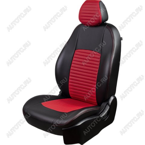 8 999 р. Комплект чехлов для сидений (РЗС 60/40 2Г Илана+Орегон) ТУРИН-3 Lord Autofashion  KIA Rio  3 QB (2011-2017) дорестайлинг седан, рестайлинг седан (черный, вставка красная/красная, строчка красная)  с доставкой в г. Пермь