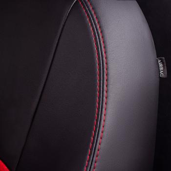 6 199 р. Комплект чехлов для сидений (3 двери ЦЗС Илана+Орегон) ТУРИН СТLord Autofashion  Лада Нива 4х4  2121 (1977-2019) 3 дв. дорестайлинг (черный вставка красная строчка красная)  с доставкой в г. Пермь. Увеличить фотографию 6