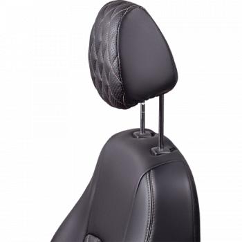 7 199 р. Комплект чехлов для сидений (к.Drive Active РЗСиС 60/40 3Г Илана+Орегон) ТУРИН ст РОМБ Lord Autofashion  Лада Гранта FL ( 2191,  2190,  2194,  2192) (2018-2025) лифтбек, седан, универсал, хэтчбек (черный, вставка черная+бежевая, строчка бежевая)  с доставкой в г. Пермь. Увеличить фотографию 3