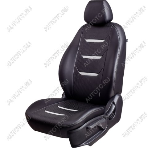 6 999 р. Комплект чехлов для сидений (РЗСиС 60/40 3Г Орегон) ТУРИН-2 Lord Autofashion Лада Калина 1118 седан (2004-2013) (черный, вставка черная+белая, строчка белая)  с доставкой в г. Пермь