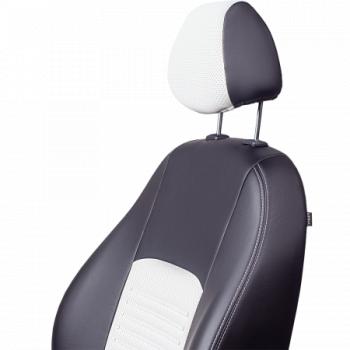 9 449 р. Комплект чехлов для сидений (ЦЗС 2П+1Г Илана+Орегон) ТУРИН СТ Lord Autofashion Renault Logan 1 рестайлинг (2010-2016) (черный, вставка белая, строчка белая)  с доставкой в г. Пермь. Увеличить фотографию 4