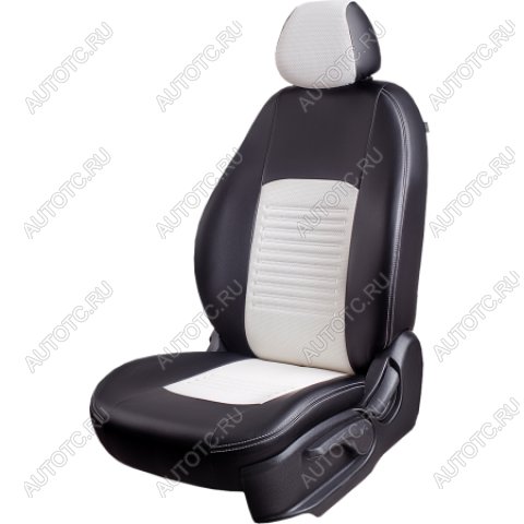 9 449 р. Комплект чехлов для сидений (ЦЗС 2П+1Г Илана+Орегон) ТУРИН СТ Lord Autofashion Renault Logan 1 рестайлинг (2010-2016) (черный, вставка белая, строчка белая)  с доставкой в г. Пермь