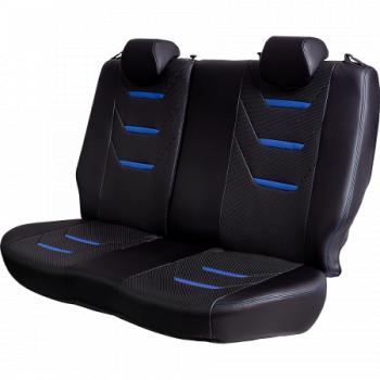 24 699 р. Комплект чехлов для сидений (к.Ambition РЗСиС 40/60 2 Г Орегон) ТУРИН-2 Lord Autofashion  Skoda Fabia  Mk2 (2007-2014) универсал дорестайлинг, хэтчбэк дорестайлинг, универсал рестайлинг, хэтчбэк рестайлинг (черный, вставка черная+синяя, строчка синяя)  с доставкой в г. Пермь. Увеличить фотографию 4