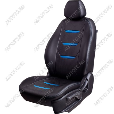 24 699 р. Комплект чехлов для сидений (к.Ambition РЗСиС 40/60 2 Г Орегон) ТУРИН-2 Lord Autofashion  Skoda Fabia  Mk2 (2007-2014) универсал дорестайлинг, хэтчбэк дорестайлинг, универсал рестайлинг, хэтчбэк рестайлинг (черный, вставка черная+синяя, строчка синяя)  с доставкой в г. Пермь
