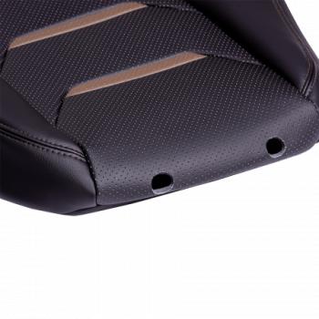 21 699 р. Комплект чехлов для сидений (к.Ambition РЗСиС 40/60 2 Г Орегон) ТУРИН-2 Lord Autofashion  Skoda Fabia  Mk2 (2007-2014) универсал дорестайлинг, хэтчбэк дорестайлинг, универсал рестайлинг, хэтчбэк рестайлинг (черный, вставка черная+темно-коричневая, строчка темно-коричневая)  с доставкой в г. Пермь. Увеличить фотографию 2