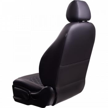 9 449 р. Комплект чехлов для сидений (к.Elegance РЗС 4060+ подлок. 3Г Илана+Орегон) ТУРИН ст РОМБ Lord Autofashion Skoda Octavia A7 рестайлинг универсал (2016-2020) (черный, вставка синяя, строчка синяя)  с доставкой в г. Пермь. Увеличить фотографию 3